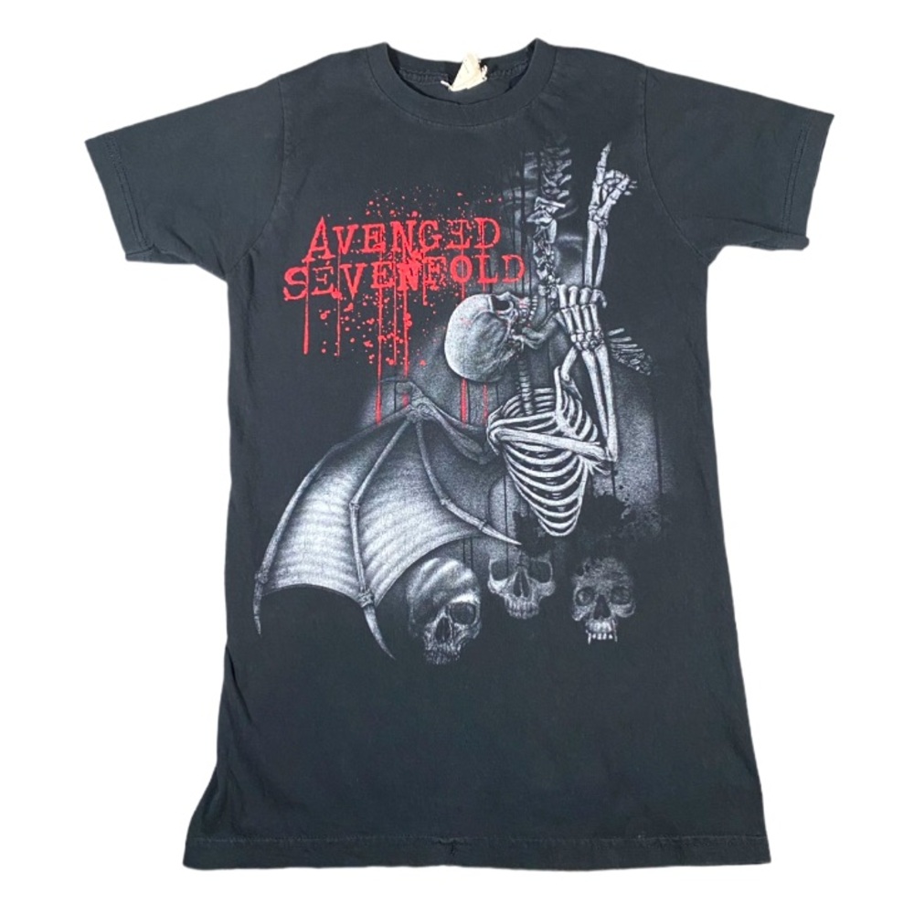 Avenged Sevenfold T-Shirt Women’s Small Black Crew Neck Goth Spine Climber A7X